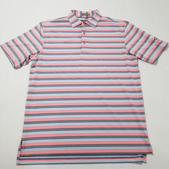 Peter Millar Shirt Medium Polo Summer Comfort Short Sleeve Striped Golf - Picture 12 of 12